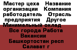 Мастер цеха › Название организации ­ Компания-работодатель › Отрасль предприятия ­ Другое › Минимальный оклад ­ 1 - Все города Работа » Вакансии   . Башкортостан респ.,Салават г.